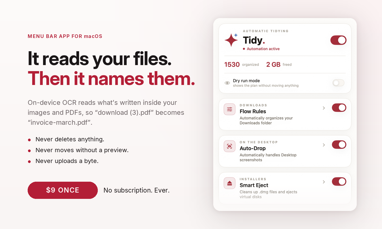 It reads your files. Then it names them.